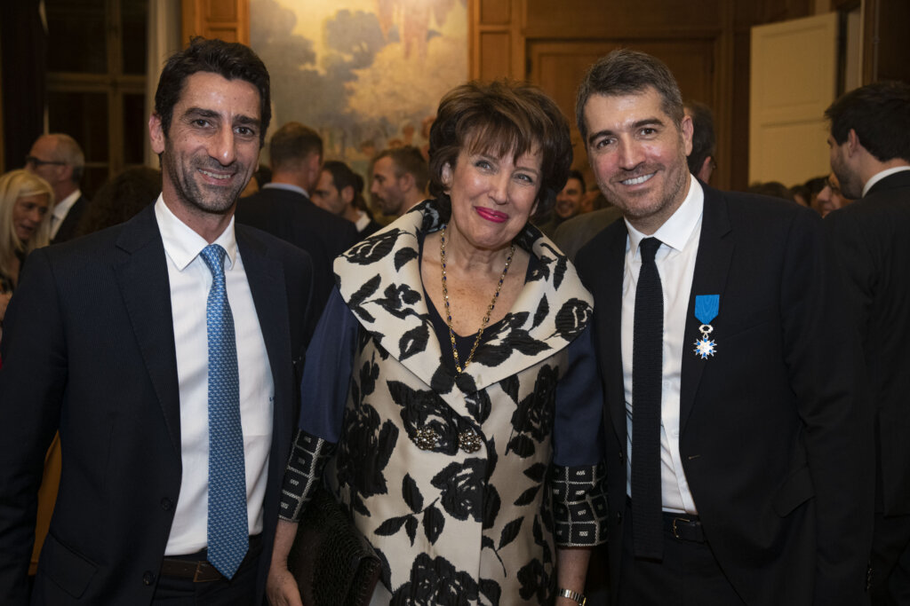 Marc Chaya Maison Francis Kurkdjian With French Minister of Culture Roselyne Bachelot and childhood & best friend Mr Riccardo El Hosri - Knighthood ceremony French Order of Merits 