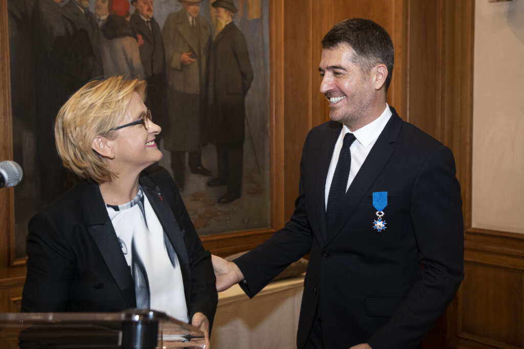 Marc Chaya Francis Kurkdjian With Florence Berthout, Paris 5th District Mayor - Knighthood ceremony French Order of Merits 